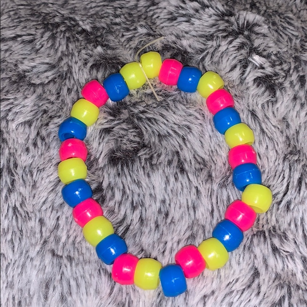 blue, pink and yellow beaded bracelet!